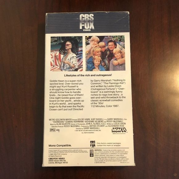 3 for $30 Overboard‎ VHS, Vintage, with Goldie Hawn and Kurt Russell, 1988 - Picture 5 of 5